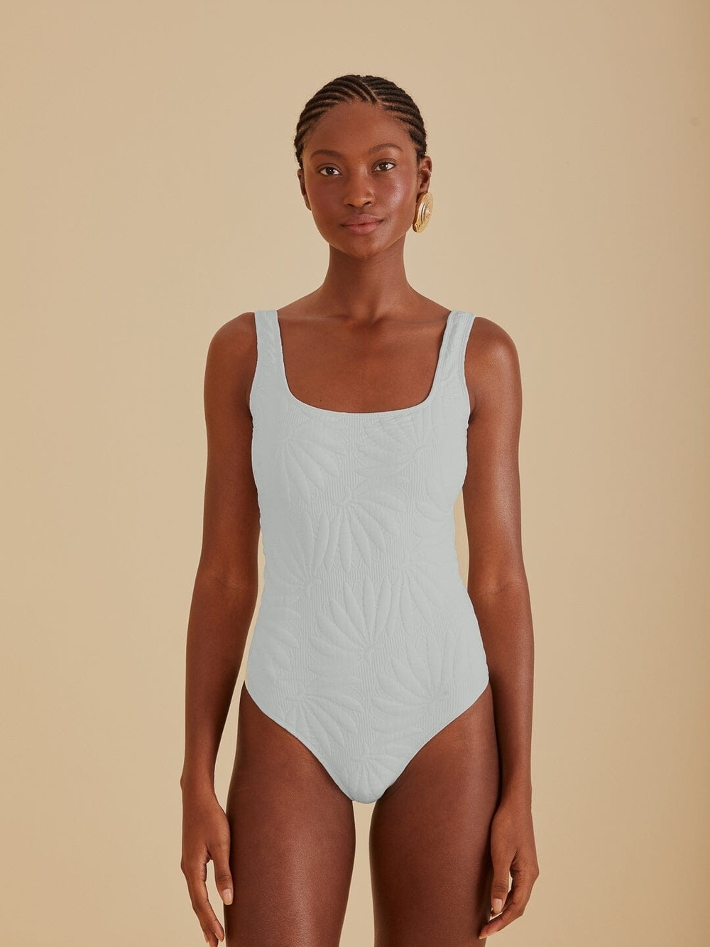 FARM Rio White Textured Scoop One-Piece Swimsuit Size XL